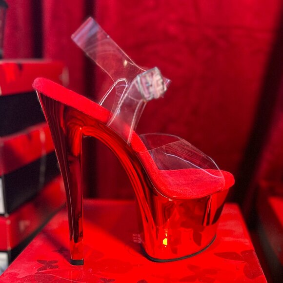 Pleaser - SKY308/C/RCH - Red 7 Inch Platform Heel - Picture 1 of 4